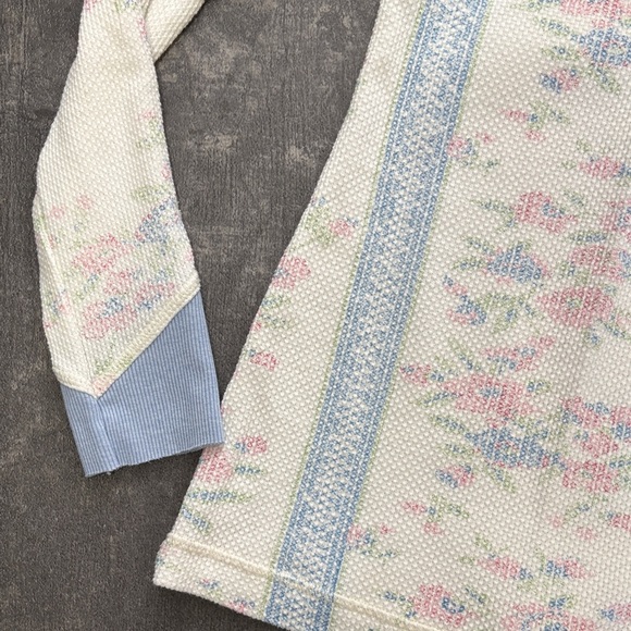 We The Free XS Thermal Waffle Floral Long Sleeve Top Free People Rose - Picture 6 of 8